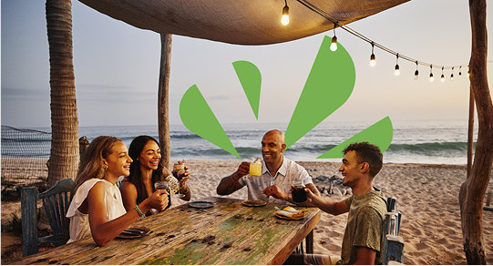Family having dinner on the beach