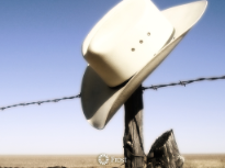 Cowboy Hat Resting on a Fence Post