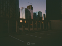 Rooftop Parking Garage at Sunset