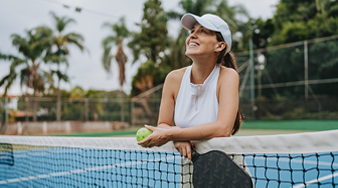 Image of woman on pickleball court